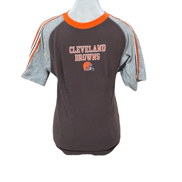 NFL Brown & Orange Cleveland Browns Logo Short Sleeve Tee Boy's Size M 10/12 - Picture 2 of 14